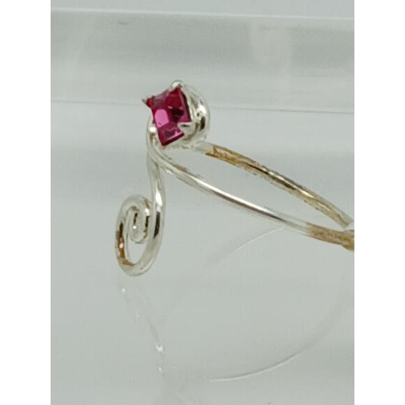 Sexy Pink Crystal Rhinestone Toe Ring Adjustable Size Sterling Silver Gift Boxed - Picture 6 of 9